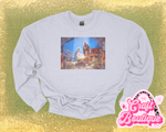 Vintage Wash Away in a Manger Printed Sweatshirt - Heather Ash Gray