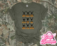 Men's Hunting Reindeer Christmas Printed Tee - Heather Forest green