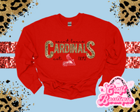 Leopard & Faux Sequin St. Louis Baseball Printed Sweatshirt - Red