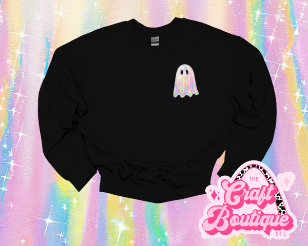 Pastel Watercolor Ghosty Printed Sweatshirt - Black